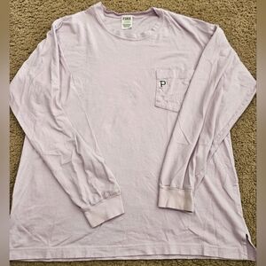 PINK Victoria's Secret Large Long Sleeved Logo Pocket Tee
